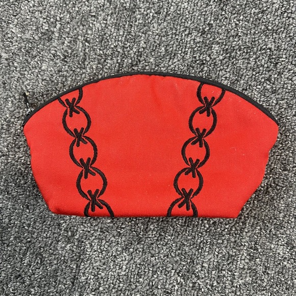 Punk Red Canvas Embroidered Chain Barbed Wire Cosmetic Makeup Bag Pouch OS — photo 2